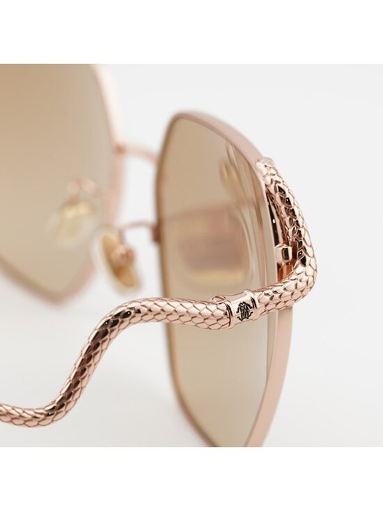 Roberto Cavalli SRC035M 8FCG Sunglasses Gold Geometric Frame, Brown Lenses